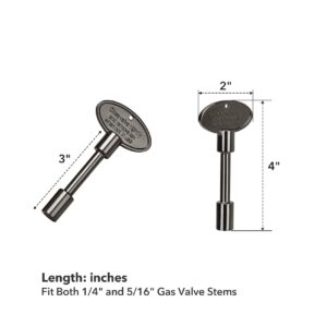 Skyflame Universal Gas Valve Key Fits 1/4" and 5/16" Gas Valve Stems, for Fire Pit and Fireplace, Flat Black - 3 Inches