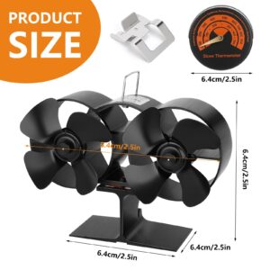 Wood Stove Fan, Fireplace Fan with Magnetic Thermometer, 8 Blades Stove Fan, Silent Motors, Push Horizontal Air Flow, Heat Powered Wood Stove Fan for Wood Burning Stove/Gas/Pellet/Log