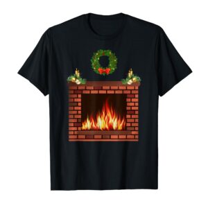 Funny novelty cool xmas gifts ugly style fireplace shirt