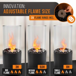 Flammtal - Freestanding Fire Pit [8h Burning Time] - Large Standing Ethanol Fireplace for Indoor & Outdoor - Smokeless Fire Pit with Adjustable Flame - Portable Indoor Fire Pit - Patio Fire Pit