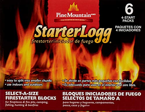 Pine Mountain StarterLogg Select-A-Size Firestarting Blocks, 24 Starts Firestarter Wood Fire Log for Campfire, Fireplace, Wood Stove, Fire Pit, Indoor & Outdoor Use, Red