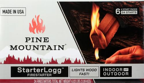 Pine Mountain StarterLogg Select-A-Size Firestarting Blocks, 24 Starts Firestarter Wood Fire Log for Campfire, Fireplace, Wood Stove, Fire Pit, Indoor & Outdoor Use, Red