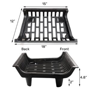 AGTEK Fireplace Grate 18 inch Cast Iron Fire Place Grates Heavy Duty Wood Stove Chimney Burning Rack Holder