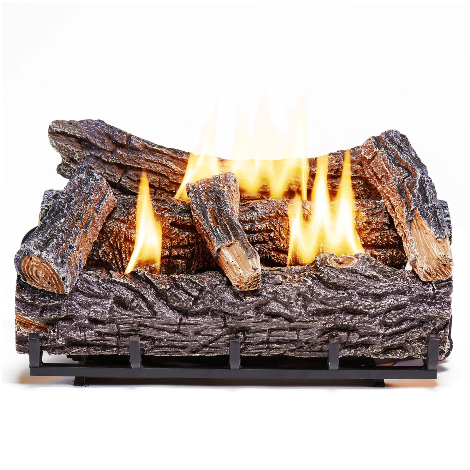 Duluth Forge DLS-N22T Natural Gas Ventless Fireplace Logs Set with Thermostat, Use with Natural Gas, 32000 BTU, Heats up to 1100 Sq. Ft, Winter Oak, 22 Inches