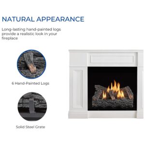 Duluth Forge DLS-N22T Natural Gas Ventless Fireplace Logs Set with Thermostat, Use with Natural Gas, 32000 BTU, Heats up to 1100 Sq. Ft, Winter Oak, 22 Inches