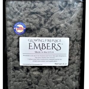 Gas Fireplace Glowing Embers, Rock Wool for Vent Free or Vented Gas Log Sets, Inserts and Fireplaces. Large Bag 4 oz