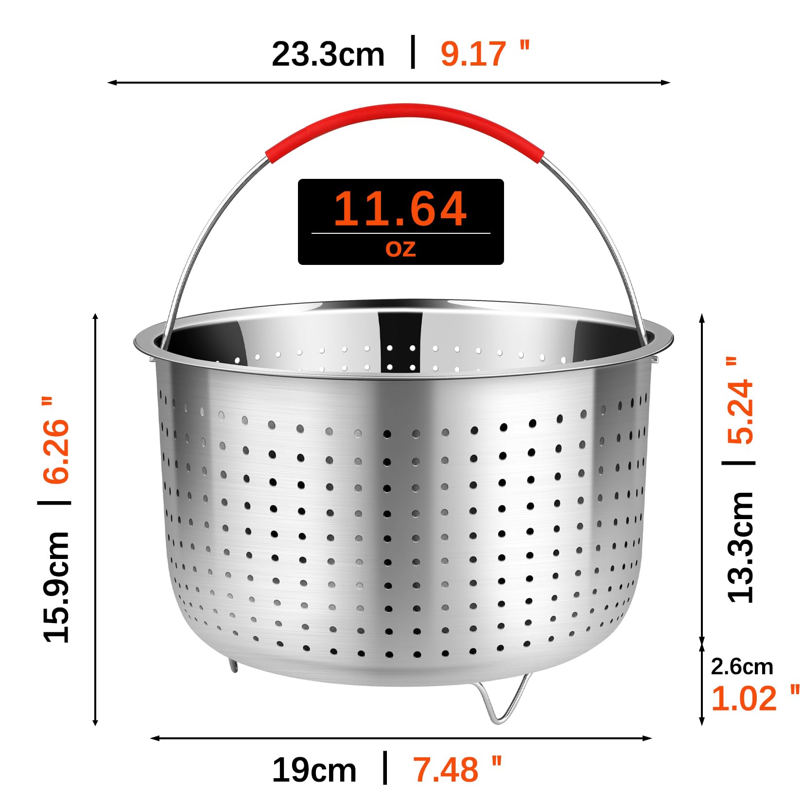 REDANT Steamer Basket for Instant Pot Accessories 8 qt, Pot Strainer Steamer for cooking, Steam Basket Stainless Steel Steamer Insert for Vegetables, Egg, Pasta (Free 2 Pcs silicone gloves), 8 Quart