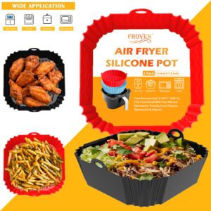 FROVEN Air Fryer Silicone Liners 8.5 inch Thick Pot Liners for Air Fryer Basket Square 2Pcs Airfryer Liners Suitable for Ninja, COSORI, Chefman, DASH, Gourmia and other Air Fryers Liners Accessories