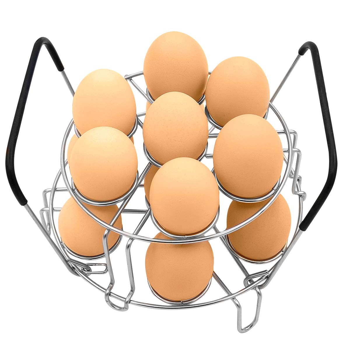 Stackable Egg Steamer Rack, BiaoGan Egg Cooking Rack with Heat Resistant Silicone Handles Compatible with Instant Pot Accessories 6,8 Quart, 14 Eggs Multipurpose Steamer Rack Trivet