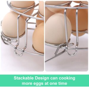 Stackable Egg Steamer Rack, BiaoGan Egg Cooking Rack with Heat Resistant Silicone Handles Compatible with Instant Pot Accessories 6,8 Quart, 14 Eggs Multipurpose Steamer Rack Trivet