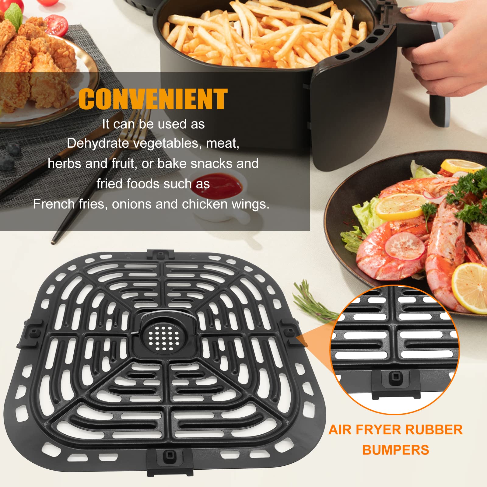 Air Fryer Accessories for Instant Pot Vortex Plus 6 in 1 6 QT Gourmia GAF735 6 QT Air Fryer, Air Fryer Replacement Parts Tray Rack Grill Plate Grill Pan Crisper Plate, Dishwasher Safe