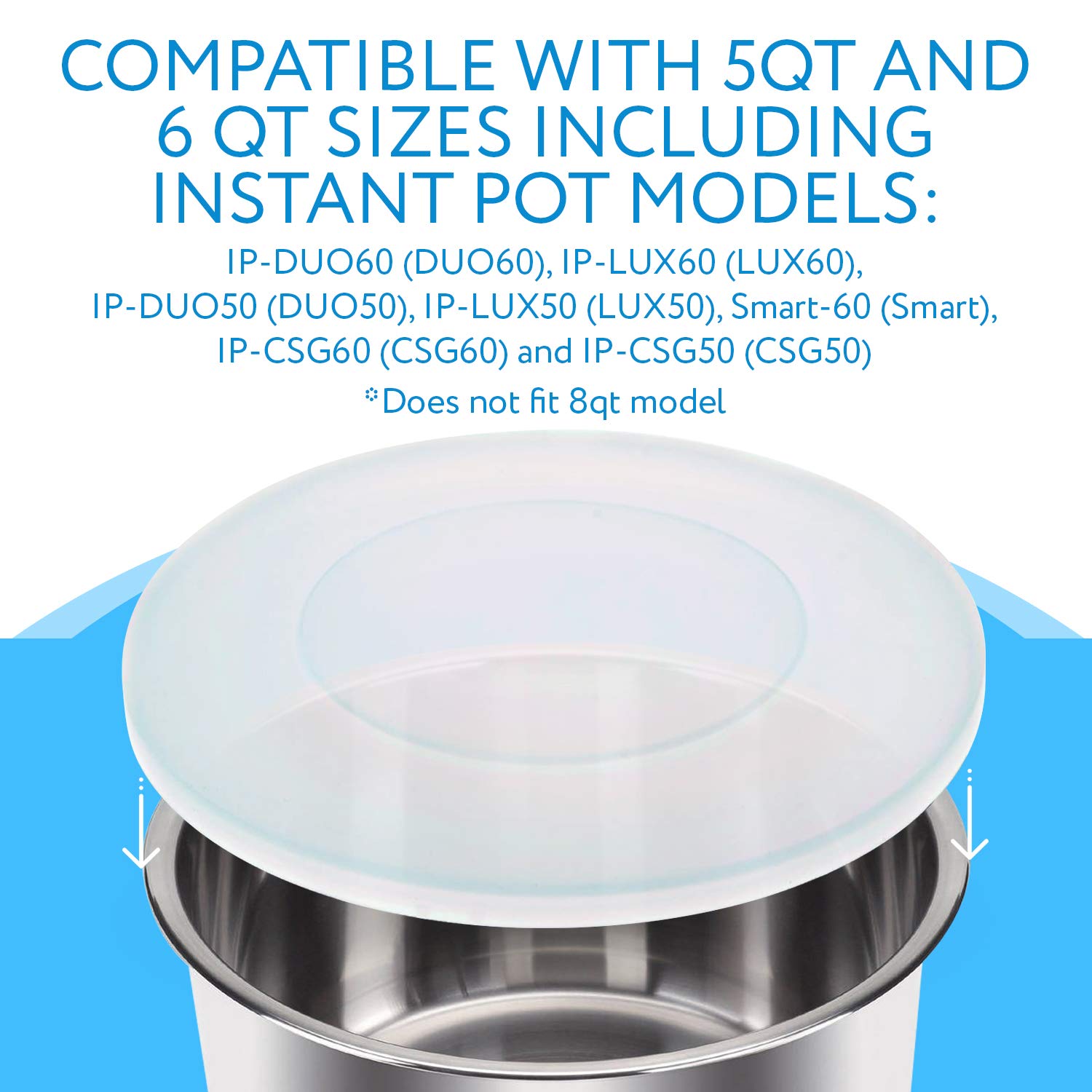 Impresa Compatible with 6 Qt Silicone Lid for Instant Pot - 5 and 6 Quart Inner Pot Cover for Instapot - Insta Pot Cooker Accessories for IP DUO60 and Many More Models