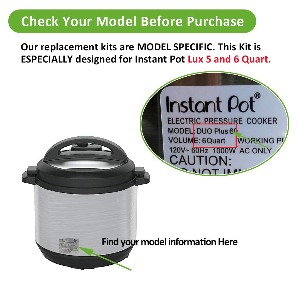 Steam Release Handle, Float Valve Compatible with Instant Pot LUX 5, 6 Qt - Also Including Replacements Parts of Float Valve Gaskets and Anti-Block Shield