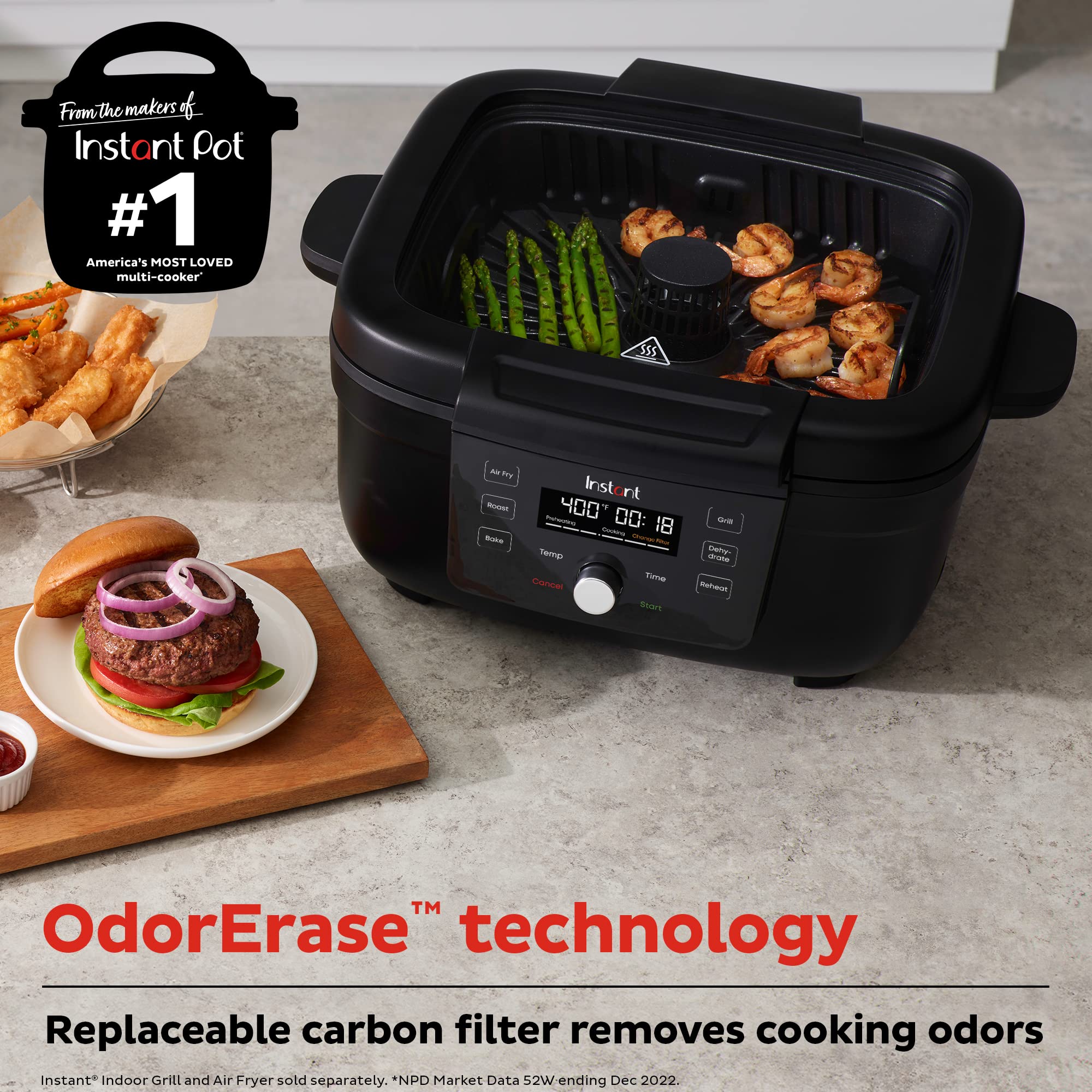 Instant Pot OrderErase Carbon Fiber Filter for Instant Air Fryer and Indoor Grill Combo, From the Makers of Instant Pot, 4 Pack