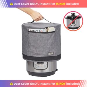 HOMEST Dust Cover with Pockets for Instant Pot 8 Quart, Insulated Pressure Cooker Cover with Easy to Clean Lining, Grey (Cover Only)