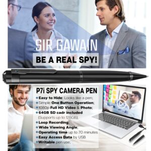 SIRGAWAIN Mini Spy Camera Hidden Camera Pen 1080p & 64GB Micro SD - [Upgraded 2024] Small Nanny Cam Spy Pen Camera Full HD Video or Picture Taking - Secret Camera with Wide Angle Lens, Rechargeable