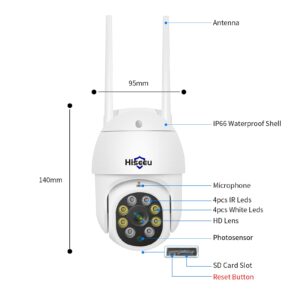 2K Wireless Security Camera Outdoor Pan Tilt Digital Zoom Camera With Floodlight,Motion Tracking,3MP 2.4G WiFi Camera,Light Alarm,Color Night Vision,PC&Mobile Remote View,Two-Way Audio Wifi Camera