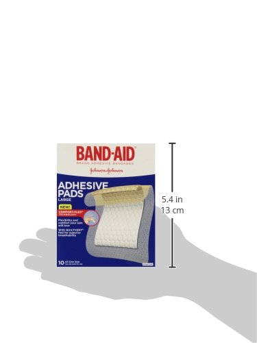 Band-Aid Brand Tru-Stay Adhesive Pads, Large Sterile Bandages for Wound Care, Large Size, 10 ct