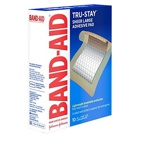 Band-Aid Brand Tru-Stay Adhesive Pads, Large Sterile Bandages for Wound Care, Large Size, 10 ct