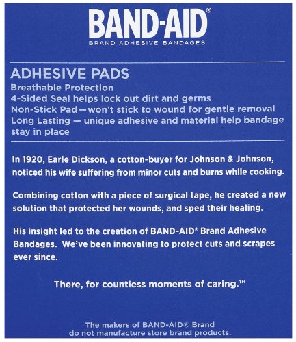 Band-Aid Brand Tru-Stay Adhesive Pads, Large Sterile Bandages for Wound Care, Large Size, 10 ct