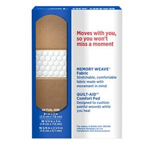 Band-Aid Brand Flexible Fabric Adhesive Bandages, Comfortable Sterile Protection & Wound Care for Minor Cuts & Burns, Quilt-Aid Technology to Cushion Painful Wounds, Assorted Sizes, 30 ct