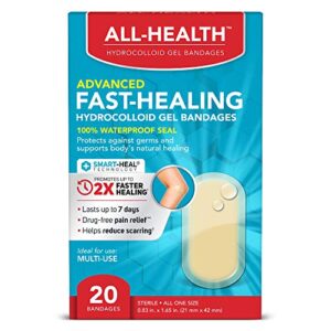 all health advanced fast healing hydrocolloid gel bandages, regular 20 ct | 2x faster healing for first aid blisters or wound care, 20 count