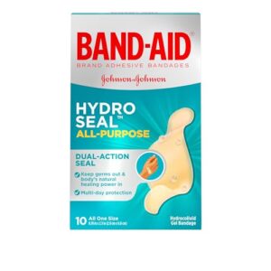 band-aid brand hydro seal adhesive bandages for wound care and blisters, all purpose waterproof bandages for cuts and scrapes, 10 count