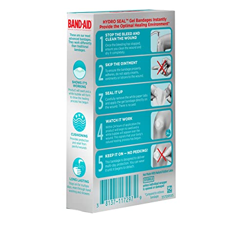 Band-Aid Brand Hydro Seal Adhesive Bandages for Wound Care and Blisters, All Purpose Waterproof Bandages for Cuts and Scrapes, 10 Count