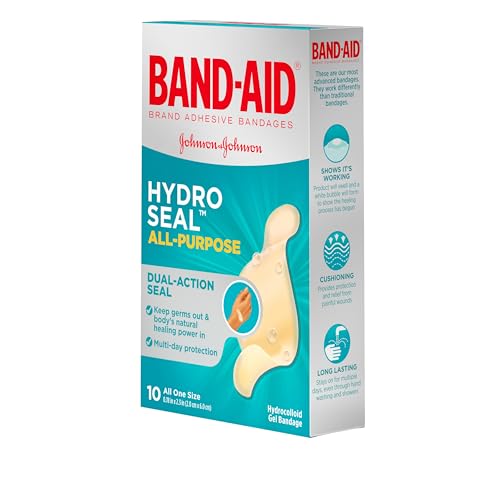 Band-Aid Brand Hydro Seal Adhesive Bandages for Wound Care and Blisters, All Purpose Waterproof Bandages for Cuts and Scrapes, 10 Count