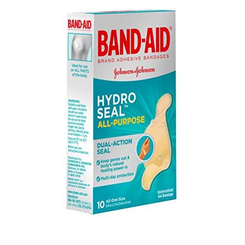 Band-Aid Brand Hydro Seal Adhesive Bandages for Wound Care and Blisters, All Purpose Waterproof Bandages for Cuts and Scrapes, 10 Count