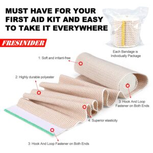 FRESINIDER Premium Elastic Bandage Wrap, 6 pack (2x2", 2x4", 2x6") Cotton Compression Bandage with Touch Closure at Both Ends, Support & First Aid, Medical, and Injury Recovery