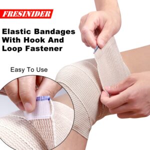 FRESINIDER Premium Elastic Bandage Wrap, 6 pack (2x2", 2x4", 2x6") Cotton Compression Bandage with Touch Closure at Both Ends, Support & First Aid, Medical, and Injury Recovery