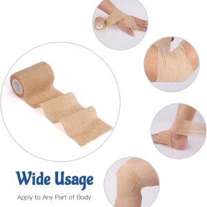 24 Pack Self Adherent Cohesive Bandage Wrap, 4” x 5 Yards Stretch Non Woven Self Adhesive Tape - Skin Colour Athletic Elastic Bandage for First Aid Medical, Sports, Ankle, Wrist Sprains