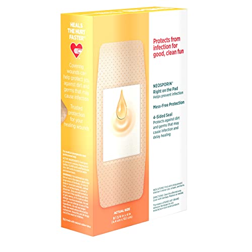 Band-Aid Brand Adhesive Bandages Infection Defense with Neosporin Antibiotic Ointment, for Wound Care and First Aid, Extra Large, 8 ct