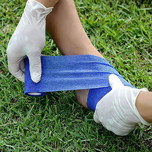 Self Adhesive Wrap Cohesive Wrap Bandages 6 Count 3" x 5 Yards, Medical Tape, Adhesive Flexible Breathable First Aid Non Woven Rolls, Stretch Athletic, Ankle Sprains & Swelling, Sport