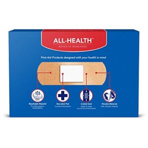 All Health Flexible Fabric Adhesive Bandages, Assorted Sizes Variety Pack, 200 ct | Flexible Protection for First Aid and Wound Care