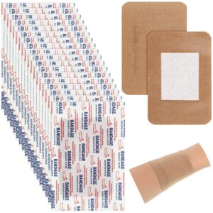 marsui large bandages 3 x 4 inch wound care flexible adhesive bandages latex free fabric bandages for care and protect wounds large size for first aid wound care assorted bandages (100 pcs)