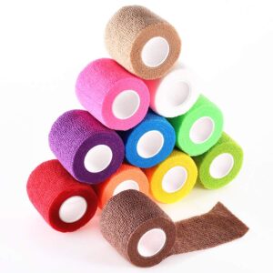 B&S FEEL Self-Adhesive Elastic Wrap Bandage Tape(2 Inches x 5 Yards, Pack of 12) (Assorted Color)