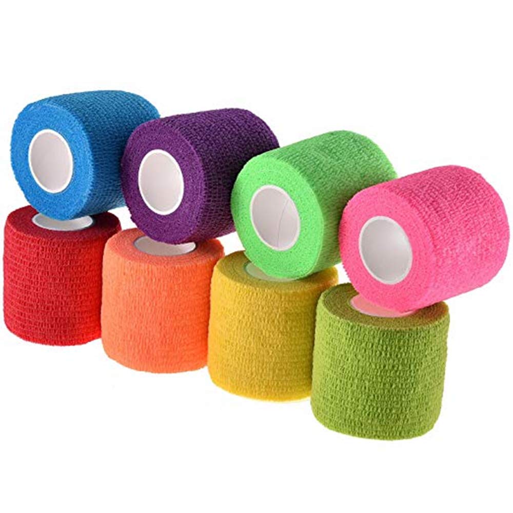 B&S FEEL Self-Adhesive Elastic Wrap Bandage Tape(2 Inches x 5 Yards, Pack of 12) (Assorted Color)