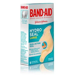 Band-Aid Brand Hydro Seal Large Waterproof Adhesive Bandages for Wound Care and Blisters, 6 ct