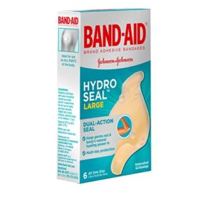 Band-Aid Brand Hydro Seal Large Waterproof Adhesive Bandages for Wound Care and Blisters, 6 ct