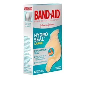 Band-Aid Brand Hydro Seal Large Waterproof Adhesive Bandages for Wound Care and Blisters, 6 ct