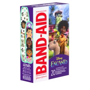 Band-Aid Brand Adhesive Bandages for Minor Cuts & Scrapes, Wound Care Featuring Disney's Encanto Characters, Fun Bandages for Kids and Toddlers, Assorted Sizes, 20 Count