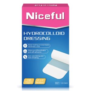 Niceful 10 Pack Hydrocolloid Bandages Large, 2"x4" Hydrocolloid Dressing Extra Thin for Light Exudate, HSA FSA Eligible, Large Hydrocolloid Bandages Fast Healing