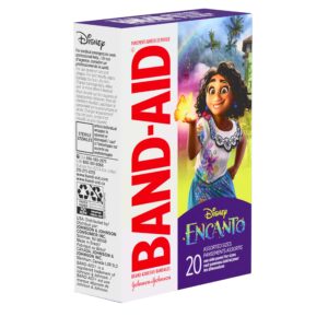 Band-Aid Brand Adhesive Bandages for Minor Cuts & Scrapes, Wound Care Featuring Disney's Encanto Characters, Fun Bandages for Kids and Toddlers, Assorted Sizes, 20 Count