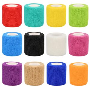 12/24/48/72pcs Self Adhesive Bandage Wraps, 2in 5 Yards, Multicolor (2 Inch, 12 Pack Multicolor)