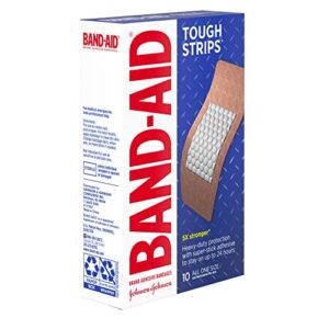 Band-Aid Brand Tough Strips Adhesive Bandages for Wound Care, Durable Protection for Minor Cuts and Scrapes, Extra Large Size, 10 ct