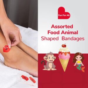 BioSwiss Bandages, Assorted Animal, Fun, and Food Shaped Self Adhesive Bandage, Latex Free Sterile Wound Care, 100 Count