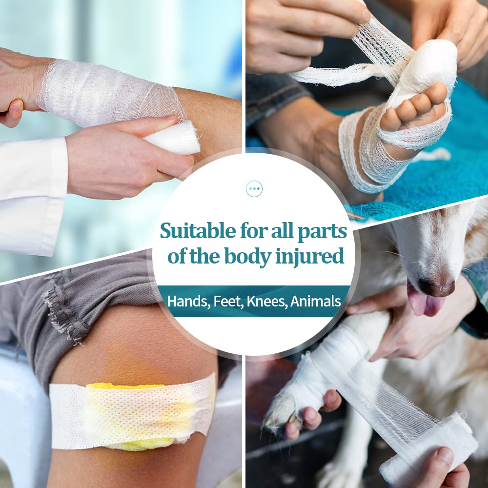 Gauze Rolls White Gauze Bandages for First Aid Wound Care and Medical Supplies Breathable Gauze Packets Latex Free Stretchable 3.1" x 6.5 Yard 12 Rolls