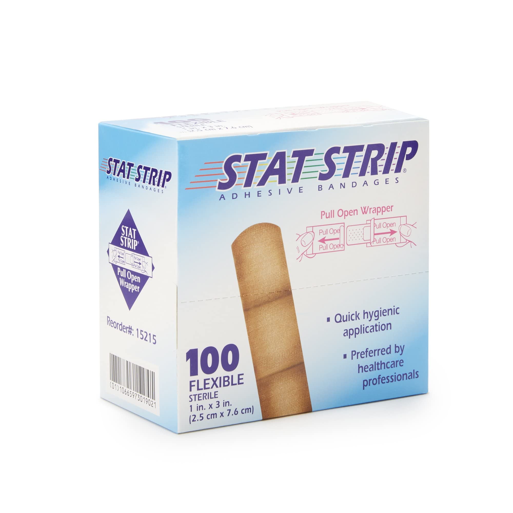 STAT Strip Adhesive Bandages 100 Flexible Latex Free 1x3 inch